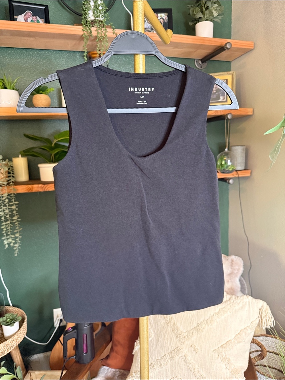 Industry Black V-Neck Sleeveless Tank Top